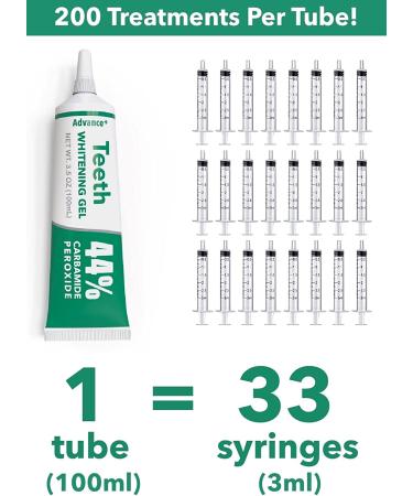 Advance+ Teeth Whitening Gel Refill for Trays - 33 Syringes, 44% Carbamide Peroxide, Use with Led, UV, Blue Lights & Invisalign - Buy Online on GoSupps.com