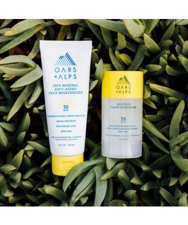 Oars + Alps Mineral SPF 30 Sunscreen with Hyaluronic Acid 2 Oz - Water & Sweat Resistant, Oil-Free, TSA Friendly - Buy Online on GoSupps.com