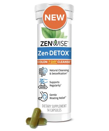 Zenwise Colon 7 Day Gut Cleanse for Women & Men | Psyllium Husk Senna Leaf Bromelain Ginger & Apple Cider Vinegar Advanced Formula for Detox | 14ct 7-Day 14 Count