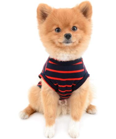 Paideful Summer Striped T-Shirt Vest for Small Dogs and Cats - Red | Breathable Cotton Tee for Chihuahua, Yorkshire | Boy Girl Puppy Clothes - Buy Online on GoSupps.com