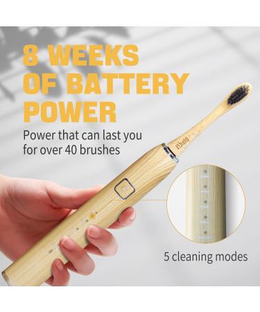 Bamboo Electric Toothbrush - Waterproof Sensitive & Whitening | 4 Replaceable Heads Deep Cleaning for Adults - Buy Online on GoSupps.com