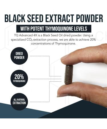 20% Thymoquinone Black Seed Oil Extract Capsules - TQ-Advanced 4X | 60 Capsules | Vegan | Raw Form | Glass Bottle - Buy Online on GoSupps.com