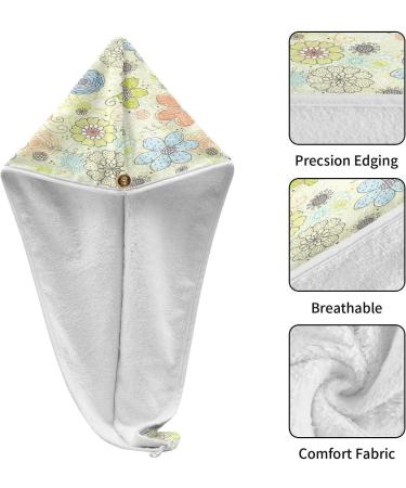 Vintage Daisy Flower Dry Hair Cap | 2 Piece Quick Drying Towel Set with Button Headband | Super Absorbent & Soft for Comfortable Use - Shop Now - Buy Online on GoSupps.com