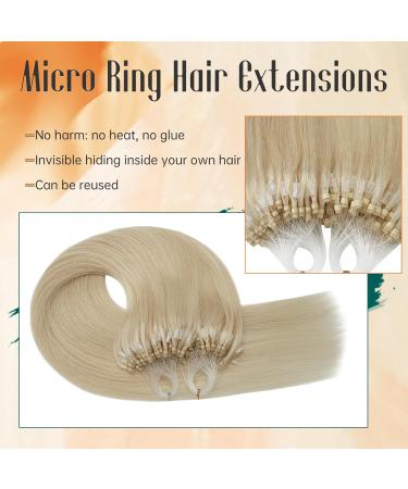 Elailite Micro Loop Extensions - Real Remy Hair Microring Bondings 50g (100 Strands) 14-35cm #60 Platinum Blonde - Buy Online on GoSupps.com
