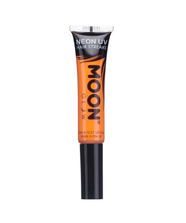 Moon Glow Neon UV Hair Colour Streaks | Orange | Hair Mascara - Temporary Wash out Hair Dye | Bright Neon Colour Glows under UV Lighting Intense Orange