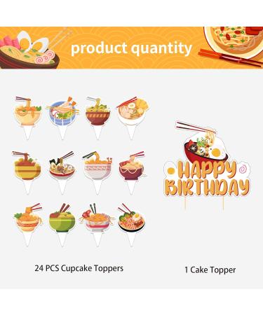 25 Pcs Ramen Cake Topper Cupcake Toppers Japenese Noddles Cake Decorations for Ramen Party Decorations Ramen Birthday Party Supplies - Buy Online on GoSupps.com