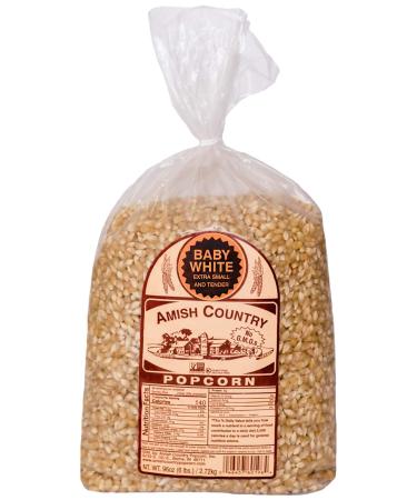 Amish Country Popcorn | 6 lb Bag | Baby White Popcorn Kernels | Small and Tender | Old Fashioned, Non-GMO and Gluten Free (Baby White, 6 Lb Bag) Baby White 6 Pound (Pack of 1)