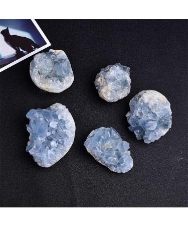 Room Decoration Natural Crystals and Stones Natural Beautiful Madagascar Celestite Crystal Raw Cluster Sky Blue Geode Rough Specimen for Decoration (Size : 80-100g)