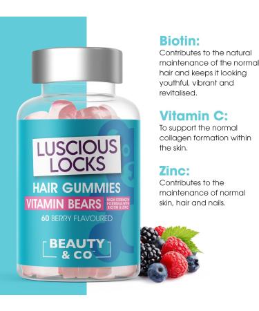 Beauty & Co High Strength Hair Gummies with Biotin & Zinc - 60 Count (Pack of 1) - Buy Online on GoSupps.com