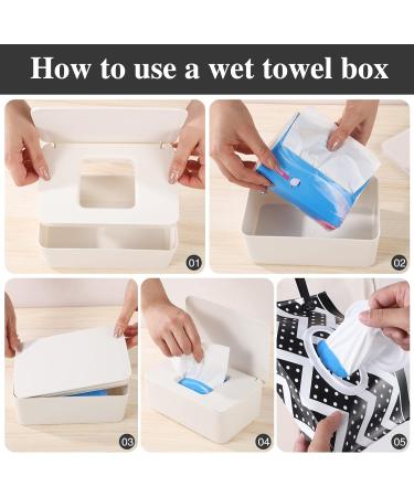 Wet Wipes Dispenser Box with 2 Baby Wipes Pouches - Dustproof & Reusable, Travel-Friendly - White - Buy Online on GoSupps.com