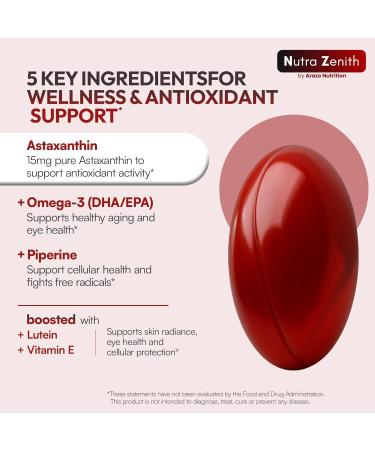 Astaxanthin Supplement with Omega-3 Vitamin E & Lutein 60 Capsules for Super Antioxidant Support Energy Boost Mental Clarity & Eye/Skin Care Triple-Action Formula (Powerful Antioxidant Complex) - Buy Online on GoSupps.com