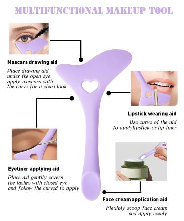 Silicone Winged Smoky Eyeshadow Applicators Plate & Cat Shape Eye Liner Guide - Purple - Buy Online on GoSupps.com