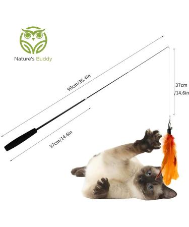 Interactive 11-Piece Buddy Wild Cat Toy Set with Teaser Wands and Feather Worms - Vibrant Colors - Exercise Toys for Cats and Kittens - Buy Online on GoSupps.com