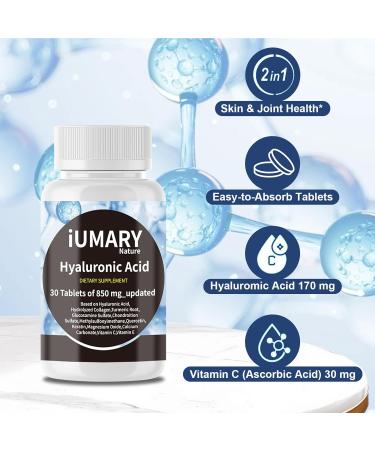 Hyaluronic Acid Supplements, 850mgKeszciy - High Bioavailable Dietary Hyaluronic Acid - Advanced Joint Support with Hydrolyzed Collagen Turmeric Glu-cosamine MSM Vitamin C – 30 Tablets - Pack of 1 - Buy Online on GoSupps.com