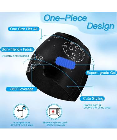 MOES HEALTH Migraine Headache Relief Cap - Cute Ice Head Wrap for Sinus & Stress Relief - Odorless Gel, One Size Fits All (Black Space) - Buy Online on GoSupps.com