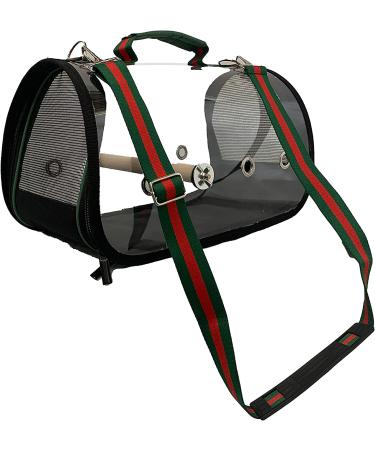 Birds LOVE Small Pet Carrier with Clear Sides - Green/Red, Shoulder Strap, Perch - Buy Online on GoSupps.com