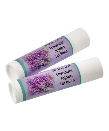 2 Pack Lavender Lip Balms with over 70% Jojoba Oil. 100% Natural with Beeswax. Naturally Moisturizing. By Desert Oasis Skincare (.15 oz/4.6 gm)