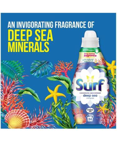 Surf Concentrated Liquid Laundry Detergent 24 Washes 648 ml Deep Sea Minerals Scent + Our Gift for You - Organza Bag Size 9 x 7 x 0.1 cm - Buy Online on GoSupps.com