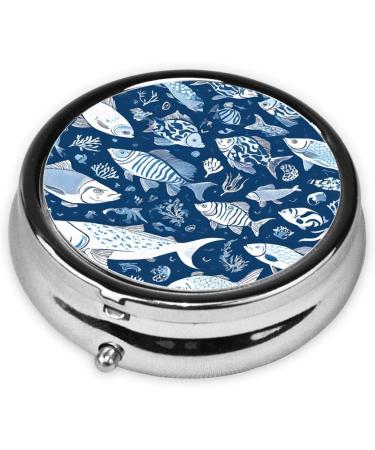 Buy Cute Blue Fish Mini Round Pill Box - 3 Compartment Travel Organizer for Home & Office - Buy Online on GoSupps.com
