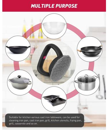 316 Stainless Steel Cast Iron Skillet Cleaner - Iron Pan Chainmail Scrubber for Cookware, Woks, Pots, Grills - Buy Online on GoSupps.com