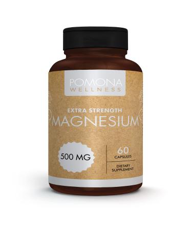 Pomona Wellness Magnesium Supplement Extra Strength 500mg Supports Healthy Bones Sleep And Calm Muscles & Teeth Boosts Energy & Relaxation Non-GMO Vegan 60 Capsules