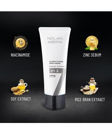 ABERA Nolan Daily Facial Cleanser for Men Niacinamide + Zincsebum + Soy & Rice Bran Extract Oil Control & Pore Purifying Face Wash Refreshing Gentle Cleanser for All Skin Types (3.38 fl oz) A. Abera Nolan - Buy Online on GoSupps.com