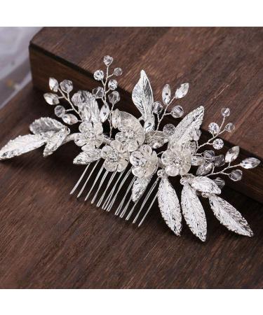 Sujhyrty Bride Leaf Bridal Hair Comb Pearl Wedding Hair Piece Rhinestone Hair Accessories for Women and Girls - Buy Online on GoSupps.com