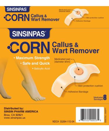 SINSINPAS Corn Callus & Wart Remover | Maximum Strength | 2 Pack (16 Patches) - Buy Online on GoSupps.com