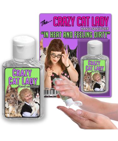 Gears Out Crazy Cat Lady Hand Sanitizer - Funny Novelty Stocking Stuffer for Cat Lovers Humor Fresh Citrus Scent 2 oz