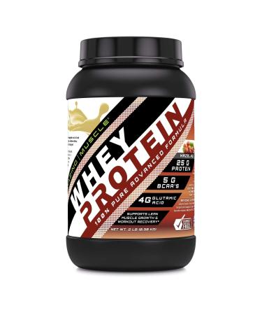 Amazing Muscle Whey Protein Isolate & Concentrate Powder | 25 G Protein per Serving | Non-GMO | Gluten-Free | Made in USA (2 LB Hazelnut) Hazelnut 2 Pound (Pack of 1)