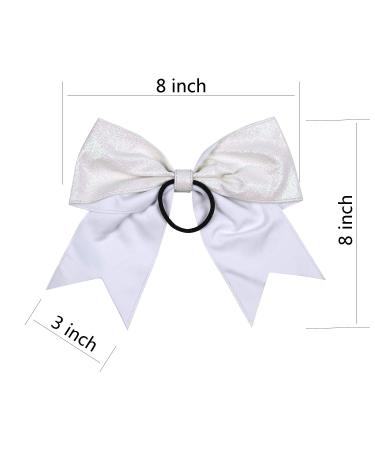 Sparkle Glitter Cheerleader Bows - 6 Pack White Ponytail Holders for High School & College Girls - Buy Online on GoSupps.com