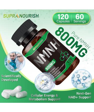 Pure NMNH Supplement 120 Capsules - 800mg High-Purity NMNH Supplements NAD Supplement for Boost NAD+ for Anti-Aging & Cellular Energy 120 Count (Pack of 1) - Buy Online on GoSupps.com