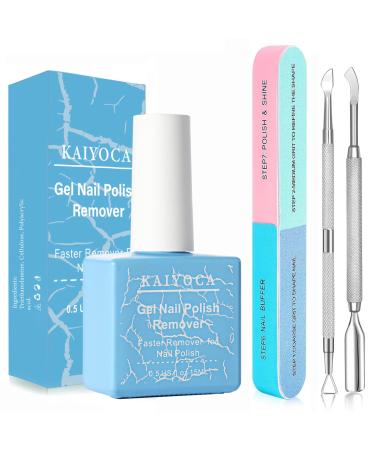 Gel Nail Polish Remover With 2 Cuticle Pusher & Nail File Quickly & Easily Remove Nail Polish in 3-5 Minutes No Need Tin Foil & Clip and Don't Hurt Nails Clear Acrylic Powder Gel Remover