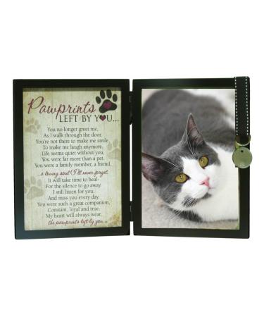 Pawprints Pet Memorial 5" x 7" Frame for Cats with Pawprints Left by You Poem Frame With Pet Tag
