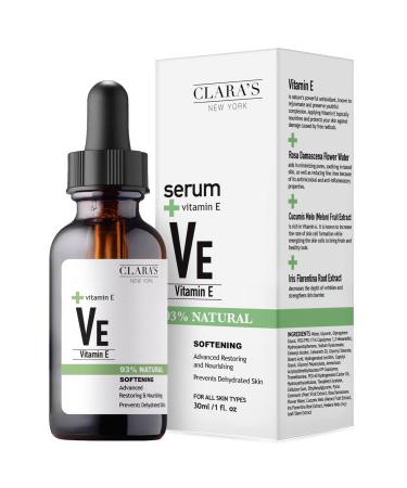 Clara's New York Softening Vitamin E Facial Serum Restoring and Nourishing Serum Prevents Dehydrated Skin Hydrates and Youthful Looking Skin Suitable For All Skin Types 30ml