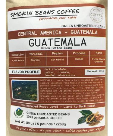 5lb Guatemala Unroasted Arabica Green Coffee Beans - Finca Nueva Granada, Altitude 1800M, San Marcos Region - Washed Process - Burlap Bag Included - Buy Online on GoSupps.com