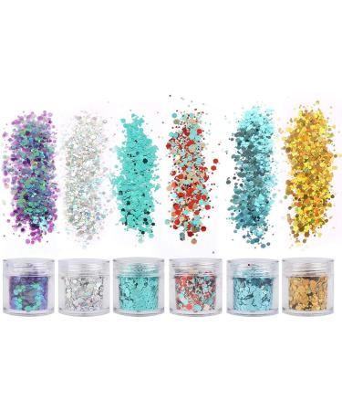 18 Boxing Holographic Chunky Glitter Iridescent Sequins for Body Face Hair & Nail Art Mixed Color Cosmetic Festival Flakes - Buy Online on GoSupps.com