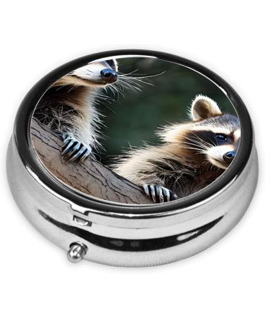 Little Raccoon Face Round Pill Box | 3 Compartment Portable Travel Organizer for Vitamins & Medicines - Buy Online on GoSupps.com