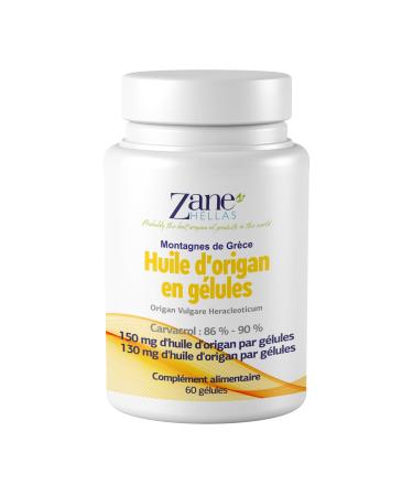 Zane VITALe Zane Hellas Oregano Oil Capsules. Each Softgel contains 30% pure Greek oregano essential oil. 130mg of carvacrol per softgel. 60 capsules.