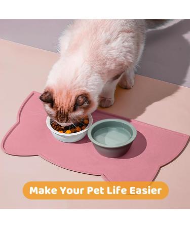 Waterproof Silicone Bowl Pad for Small Dogs & Cats - 44x25 cm Pink Cat Bowl Mat - Buy Online on GoSupps.com