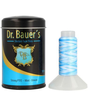 Dr.Bauer's premium dental floss 100m in stylish black metal can with lid can be filled with mint taste - tape fin - unknelled