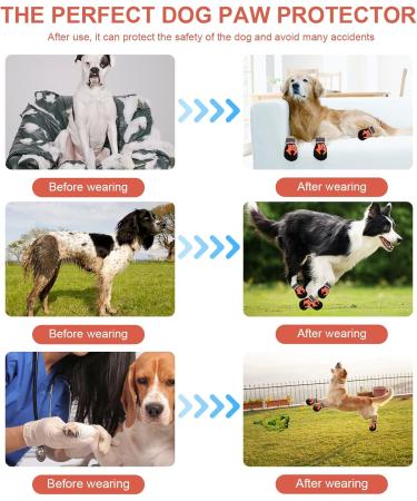 Waterproof Dog Shoes for Small & Medium Dogs | 4-Piece Anti-Slip Outdoor Paw Protectors - Reflective Straps (Orange XL) - Buy Online on GoSupps.com