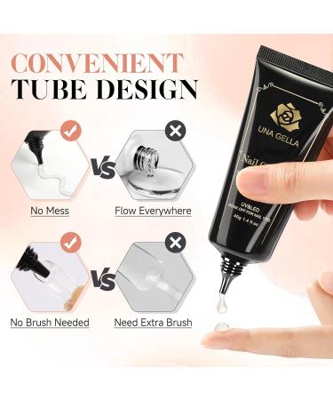 UNA GELLA Soft Gel Nail Tips Glue - Strong 40ml Curing Gel for Acrylic & Press-On Nails | Soak Off & Easy Application - Buy Online on GoSupps.com