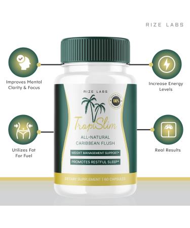 rize labs - Tropislim All Natural Caribbean Flush Weight Loss Supplement Slimming Capsules for Women Healthy Lifestyle + Leaner Physique (60 Capsules) - Buy Online on GoSupps.com