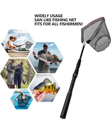 San Like Collapsible Telescopic Fishing Net with Sturdy Pole Handle - 36/43/71/98 inches - Ideal for Saltwater and Freshwater Fishing - 49 inch, Black - Buy Online on GoSupps.com