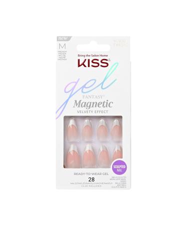 KISS Gel Fantasy Press-On Nails Nail glue included 'North Coast' Light Silver Medium Size Almond Shape Includes 28 Nails 2G Glue 1 Manicure Stick 1 Mini File