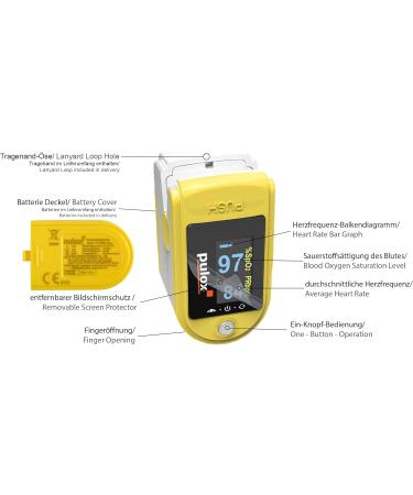 Buy Pulse Oximeter Pulox PO-200A Solo - Yellow | Accurate Pulse & Oxygen Saturation Measurement with Alarm & Pulse Tone - International Shipping Available - Buy Online on GoSupps.com
