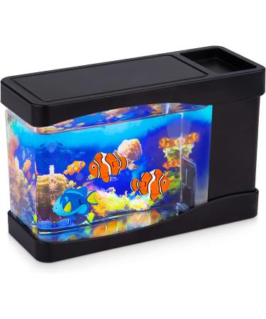 Artificial Fish Tank Virtual Ocean Toy | Mini Desk Aquarium with LED Lights and Moving Fish | Colorful Backgrounds | Kids Gift - Buy Online on GoSupps.com