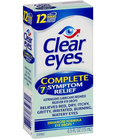 Clear Eyes Complete 7 Symptom Relief Eye Drops - Astringent & Lubricant, 0.5 fl oz - Buy Online on GoSupps.com