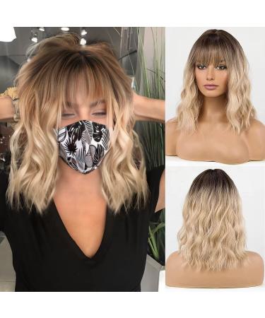 Haircube shoulder -length wig curly corrugated hair wigs blonde color and dark roots wigs for women with pony blonde with dark roots - Buy Online on GoSupps.com